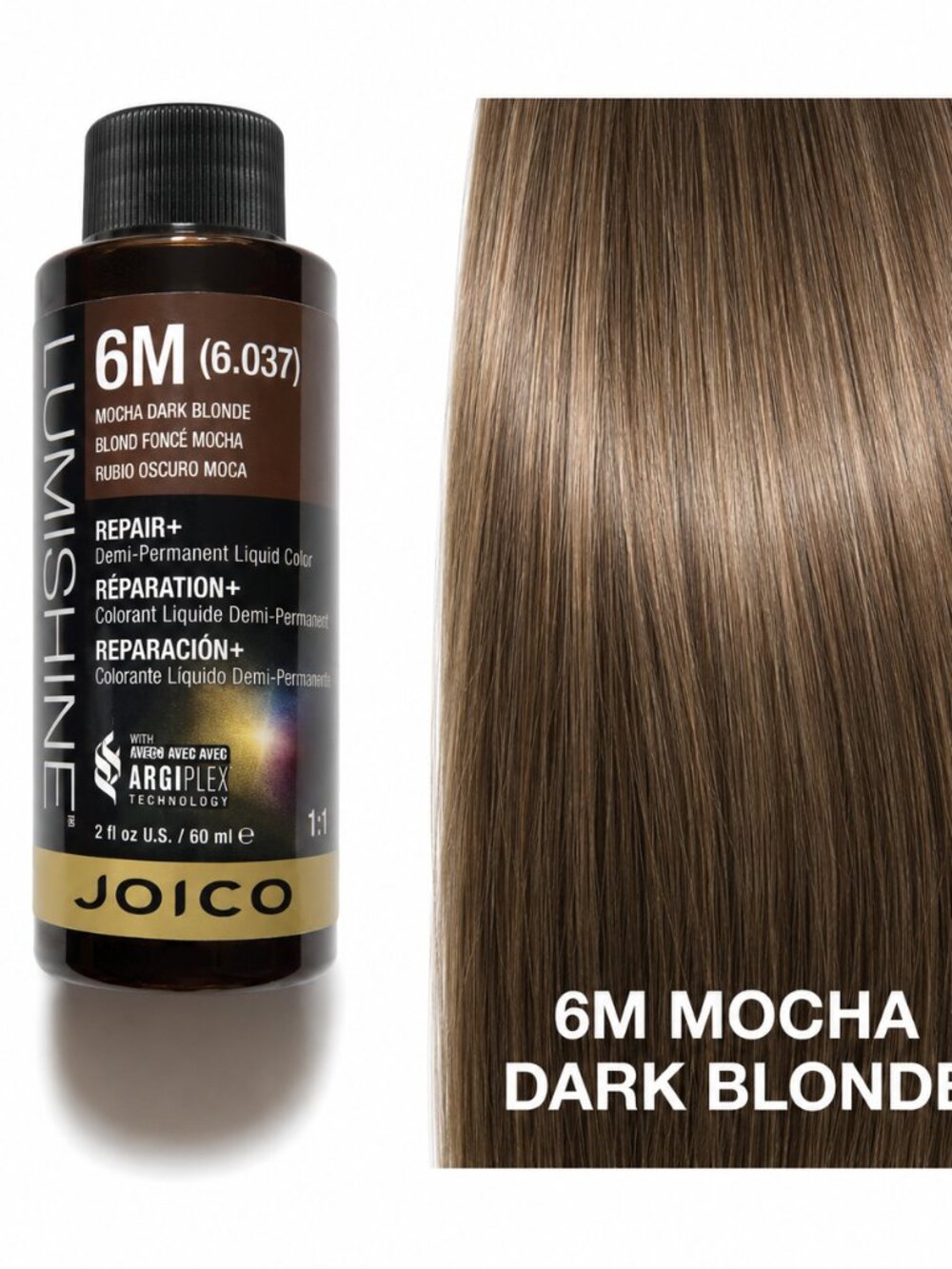 Joico LumiShine Demi-Permanent Liquid Color 6M Mocha Dark Blonde – 2 oz